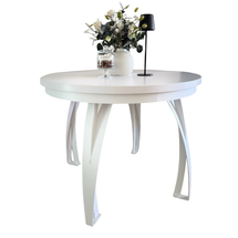 Valkoinen, pyöreä ruokapöytä 100-180 cm BUENO