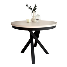 Rundt utdragbord, diameter 100 cm, svart/hikora ek PASCAL