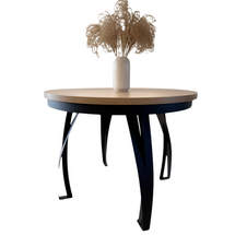 Kokoontaitettava ruokapöytä 100 cm, pyöreä, musta/hikkorytammi BUENO