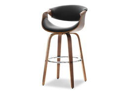 Pähkinäpähkinäinen hocker, jossa on pähkinäpuuistuin ja kromijalat BENT