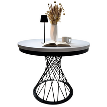 Pyöreä pöytä, jossa on jatkettava kansi 100–140 cm, musta/valkoinen GARDINO