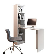 Kirjahylly ja työpöytä valkoinen B-1