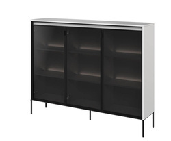 Valkoinen lipasto lasiovilla ja LED-valaistuksella TREND TREND