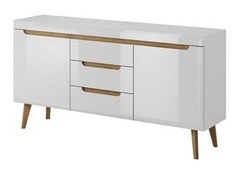 Valkoinen korkeakiiltoinen lipasto 160 cm Nordi