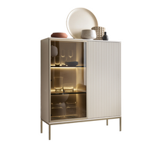 Tyylikäs vitriinikaappi kasmirinvärinen, 104 cm, LED-valaistus SENTOCCI