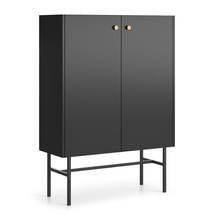 Musta kaksiovinen lipasto SPELLO