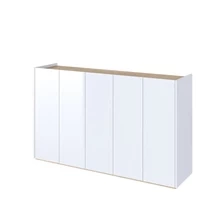 Suuri lipasto LED-valaistuksella valkoinen kiiltävä/tammi scandi EASY