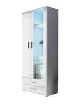 Suuri vitriinikaappi LED-valkoinen/valkoinen kiiltävä SOHO S6