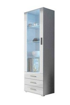 Korkea vitriinikaappi valkoinen/ valkoinen kiiltävä SOHO S1