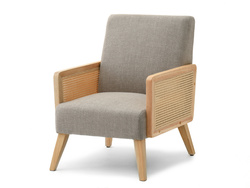 Rottinki nojatuoli beige tammijalat FOSTER