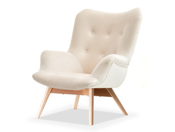 Kermanvärinen veluurinen nojatuoli pyökkijaloilla FLORI