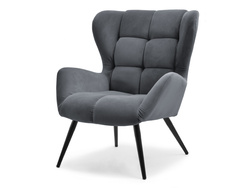 Velour nojatuoli grafiitinmusta jalat KIKORI