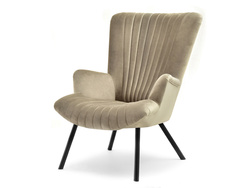 Veluurinen nojatuoli hiekanvärisillä jaloilla LANZA