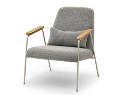 Pehmustettu nojatuoli beige harmaat jalat ELIA