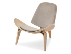 Velour nojatuoli beige tammijalat ROLAND