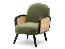 Velour nojatuoli vihreä mustat jalat WILSON