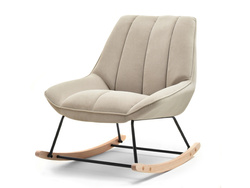 Beige veluurinen nojatuoli mustat jalat BERTA