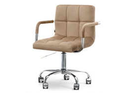 Beige veluurinen nojatuoli kromijalat ELIS