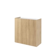 Pieni lipasto LED-valaistuksella tammi scandi/valkoinen kiiltävä EASY