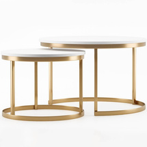 Pyöreä sohvapöytä 2in1 valkoinen / kulta RABEN 2