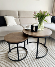 Halpa pyöreä sohvapöytä 2in1 musta/tammi lefkas RABEN 2