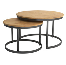 Halpa pyöreä sohvapöytä 2in1 musta/tammi RABEN 2