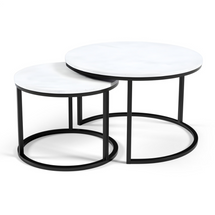 Pyöreä sohvapöytä 2in1 musta / tammi RABEN 2