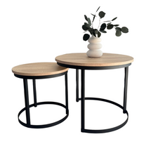 Pyöreä sohvapöytä 2in1 musta / tammi RABEN 2