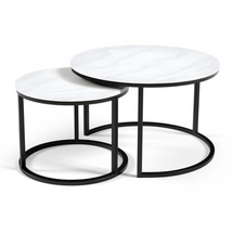 Pyöreä sohvapöytä 2in1 musta / tammi RABEN 2