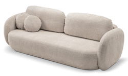 Beige, pyöristetty sohva, nukkumistoiminto, vuodevaatteiden säilytystila OLIMP