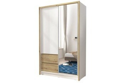 Vaatekaapin peiliovi 130 cm Valkoinen/artisan tammi Sara