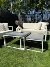 Sohvapöytäsarja 2 in 1 harmaa / valkoinen Monaco