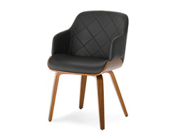 Nahkainen tuoli musta pähkinäpuu jalat SAMBOR