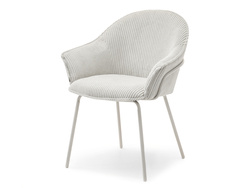 Beige corduroy tuoli, beige metallijalat VIVIEN