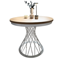 Pyöreä pöytä, 100–140 cm, valkoinen/hickory-tammi GARDINO