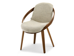 Boucle-tuoli beige pähkinäpuujalat LAGOS