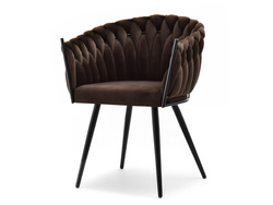 Veluurituoli ruskea mustat jalat ROSA