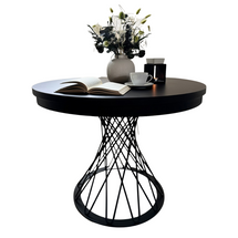 Pyöreä pöytä, musta, metallijalusta, jatkettava pöytälevy 100–140 cm GARDINO