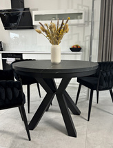 Musta pyöreä jatkettava pöytä 120 cm - moderni ja käytännöllinen ANGELO 