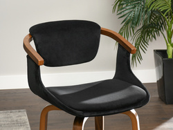 Velour tuoli musta pähkinäpuu jalat MARC