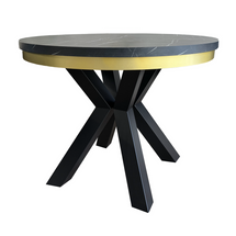 Musta pyöreä taittopöytä, kultareuna 120 cm ANGELO