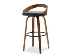 Pähkinäpuu hocker Pähkinäpuu istuin kromatut jalat Pähkinäpuu hocker