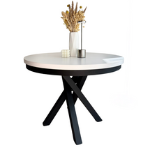 Rundt utdragbord, diameter 90 cm, svart/hikora ek PASCAL