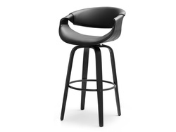 Hocker musta ekologinen nahka mustat jalat BENT