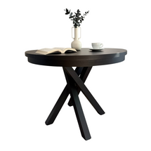 Musta pyöreä kokoontaitettava pöytä, halkaisija 90 cm PASCAL