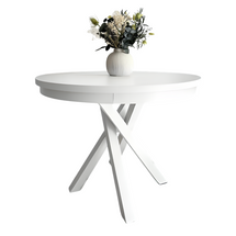 Valkoinen pyöreä kokoontaitettava pöytä, 90-130 cm PASCAL