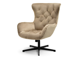 Beige velour nojatuoli mustat jalat ARON