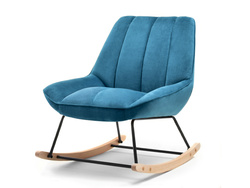 Nojatuoli turkoosia veluuria ja pyökkijalkoja BERTA