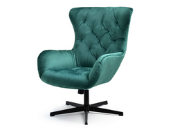 Velour nojatuoli vihreä mustat jalat ARON