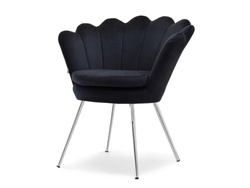 Velour nojatuoli musta kromijalat LAZAR